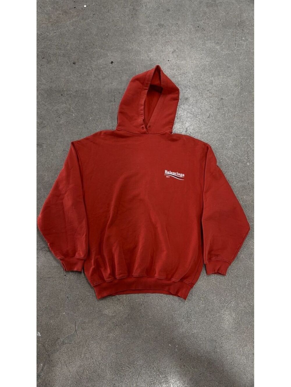Balenciaga Embroidered Hoodie Red Rare Size S Authentic